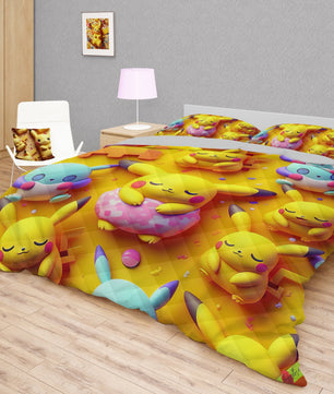 Pokemon Bedding 3D Pikachu Cute Sleep Bed Linen For Bedroom - Bedding Set & Quilt Set - Lusy Store LLC