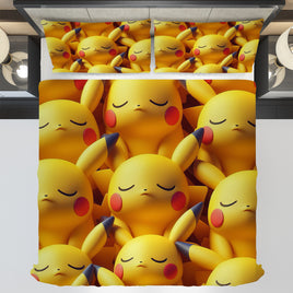 Pokemon Bedding 3D Pikachu Cute Sleep Bed Linen For Bedroom - Bedding Set & Quilt Set - Lusy Store LLC