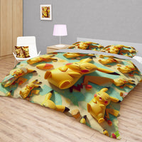 Pokemon Bedding 3D Pikachu Cute Sleep Bed Linen For Bedroom - Bedding Set & Quilt Set - Lusy Store LLC