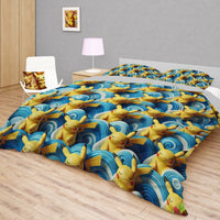 Pokemon Bedding 3D Pikachu Cute Sleep Wave Bed Linen For Bedroom - Bedding Set & Quilt Set - Lusy Store LLC