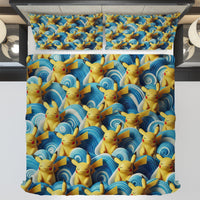 Pokemon Bedding 3D Pikachu Cute Sleep Wave Bed Linen For Bedroom - Bedding Set & Quilt Set - Lusy Store LLC