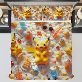 Pokemon Bedding 3D Pikachu Cute Summer Bed Linen For Bedroom - Bedding Set & Quilt Set - Lusy Store LLC