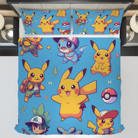 Pokemon Bedding Cute Cartoon Graphics Pikachu Bed Linen For Bedroom - Bedding Set & Quilt Set - Lusy Store LLC