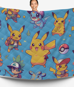 Pokemon Bedding Cute Cartoon Graphics Pikachu Bed Linen For Bedroom - Bedding Set & Quilt Set - Lusy Store LLC