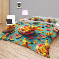 Pokemon Bedding Cute Pikachu Summer Bed Linen For Bedroom - Bedding Set & Quilt Set - Lusy Store LLC