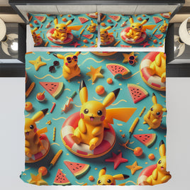 Pokemon Bedding Cute Pikachu Summer Bed Linen For Bedroom - Bedding Set & Quilt Set - Lusy Store LLC