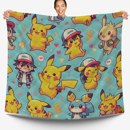 Pokemon Bedding Funny Cartoon Graphics Pikachu Bed Linen For Bedroom - Bedding Set & Quilt Set - Lusy Store LLC