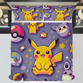 Pokemon Bedding Funny Cartoon Graphics Pikachu Bed Linen For Bedroom - Bedding Set & Quilt Set - Lusy Store LLC