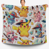 Pokemon Bedding Funny Cartoon Graphics Pikachu Bed Linen For Bedroom - Bedding Set & Quilt Set - Lusy Store LLC