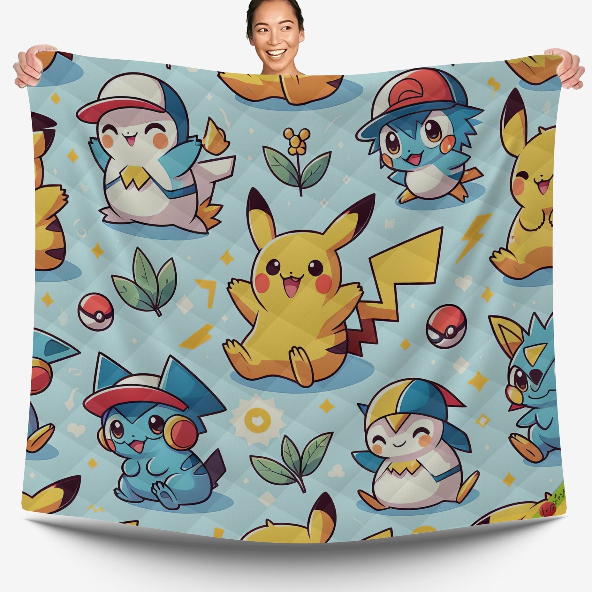 Pokemon Bedding Funny Cartoon Graphics Pikachu Bed Linen For Bedroom - Bedding Set & Quilt Set - Lusy Store LLC
