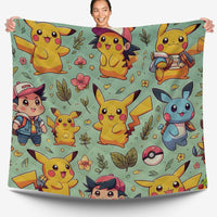 Pokemon Bedding Funny Cartoon Graphics Pikachu Bed Linen For Bedroom - Bedding Set & Quilt Set - Lusy Store LLC