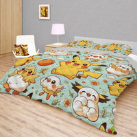 Pokemon Bedding Funny Cartoon Graphics Pikachu Bed Linen For Bedroom - Bedding Set & Quilt Set - Lusy Store LLC