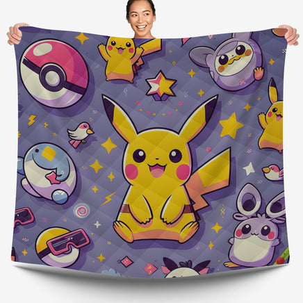 Pokemon Bedding Funny Cartoon Graphics Pikachu Bed Linen For Bedroom - Bedding Set & Quilt Set - Lusy Store LLC