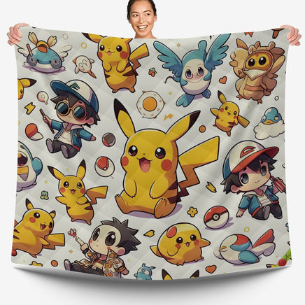 Pokemon Bedding Funny Cartoon Graphics Pikachu Bed Linen For Bedroom - Bedding Set & Quilt Set - Lusy Store LLC