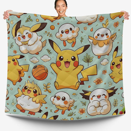 Pokemon Bedding Funny Cartoon Graphics Pikachu Bed Linen For Bedroom - Bedding Set & Quilt Set - Lusy Store LLC