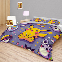 Pokemon Bedding Funny Cartoon Graphics Pikachu Bed Linen For Bedroom - Bedding Set & Quilt Set - Lusy Store LLC