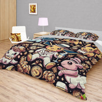 Pokemon Bedding Funny Rich Pikachu Bed Linen For Bedroom - Bedding Set & Quilt Set - Lusy Store LLC