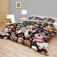Pokemon Bedding Funny Rich Pikachu Bed Linen For Bedroom - Bedding Set & Quilt Set - Lusy Store LLC