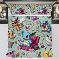 Pokemon Bedding Luxury Cartoon Graphics Pikachu Summer Bed Linen For Bedroom - Bedding Set & Quilt Set - Lusy Store LLC