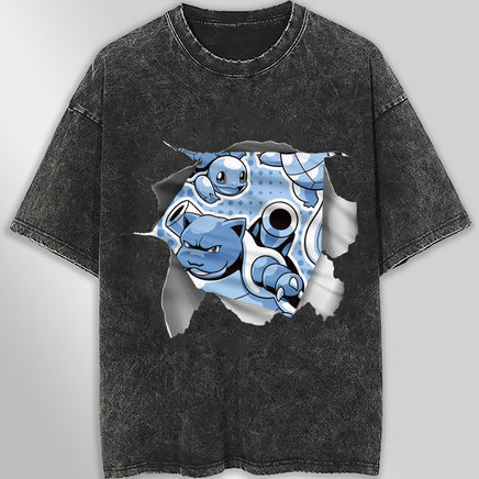 Pokemon tee shirt - 3D funny streetwear vintage t shirt - Unisex hip hop loose tops tees Dark Gray