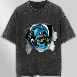Pokemon tee shirt - 3D funny streetwear vintage t shirt - Unisex hip hop loose tops tees Dark Gray