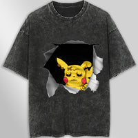 Pokemon tee shirt - 3D funny streetwear vintage t shirt - Unisex hip hop loose tops tees Dark Gray