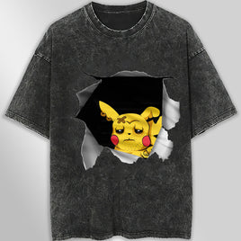 Pokemon tee shirt - 3D funny streetwear vintage t shirt - Unisex hip hop loose tops tees Dark Gray