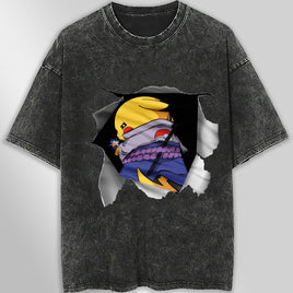 Pokemon tee shirt - 3D funny streetwear vintage t shirt - Unisex hip hop loose tops tees Dark Gray