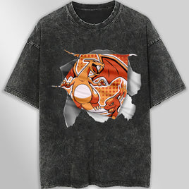 Pokemon tee shirt - 3D funny streetwear vintage t shirt - Unisex hip hop loose tops tees Dark Gray