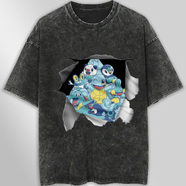 Pokemon tee shirt - 3D funny streetwear vintage t shirt - Unisex hip hop loose tops tees Dark Gray