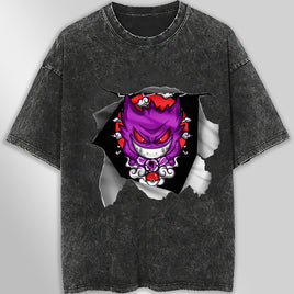 Pokemon tee shirt - 3D funny streetwear vintage t shirt - Unisex hip hop loose tops tees Dark Gray