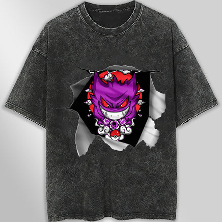 Pokemon tee shirt - 3D funny streetwear vintage t shirt - Unisex hip hop loose tops tees Dark Gray