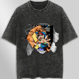 Pokemon tee shirt - 3D funny streetwear vintage t shirt - Unisex hip hop loose tops tees Dark Gray
