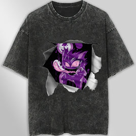 Pokemon tee shirt - 3D funny streetwear vintage t shirt - Unisex hip hop loose tops tees Dark Gray