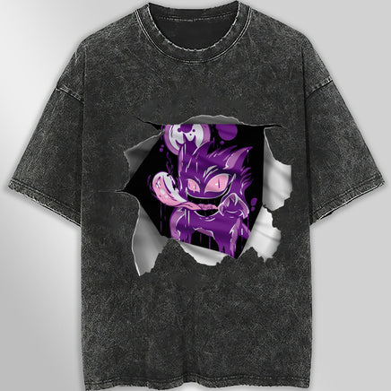 Pokemon tee shirt - 3D funny streetwear vintage t shirt - Unisex hip hop loose tops tees Dark Gray