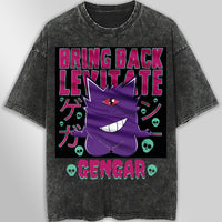 Pokemon tee shirt - Gengar streetwear vintage t shirt - Unisex hip hop loose tops tees Dark Gray
