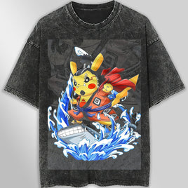 Pokemon tee shirt - Pikachu streetwear vintage t shirt - Unisex hip hop loose tops tees - Lusy Store LLC
