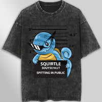Pokemon tee shirt - Squirtle streetwear vintage t shirt - Unisex hip hop loose tops tees Dark Gray