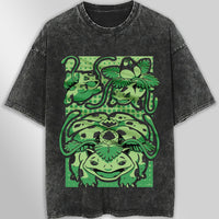 Pokemon tee shirt - Streetwear vintage t shirt - Unisex hip hop loose tops tees Dark Gray