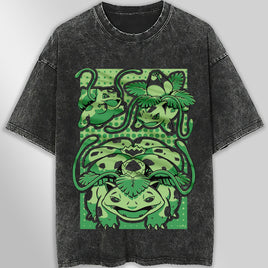 Pokemon tee shirt - Streetwear vintage t shirt - Unisex hip hop loose tops tees Dark Gray