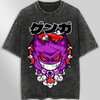 Pokemon tee shirt - Streetwear vintage t shirt - Unisex hip hop loose tops tees Dark Gray