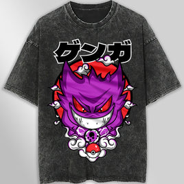 Pokemon tee shirt - Streetwear vintage t shirt - Unisex hip hop loose tops tees Dark Gray
