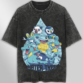 Pokemon tee shirt - Streetwear vintage t shirt - Unisex hip hop loose tops tees Dark Gray