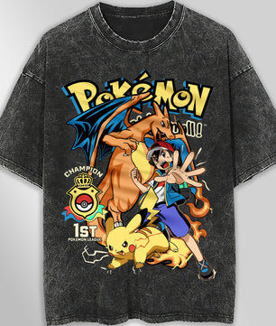 Pokemon tee shirt - Streetwear vintage t shirt - Unisex hip hop loose tops tees - Lusy Store LLC