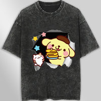 Pompompurin t shirt - Cute funny graphic tees - Unisex wide sleeve style Dark Gray
