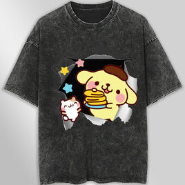 Pompompurin t shirt - Cute funny graphic tees - Unisex wide sleeve style Dark Gray