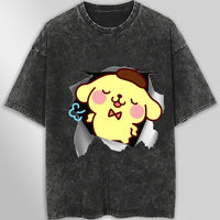 Pompompurin t shirt - Cute funny graphic tees - Unisex wide sleeve style Dark Gray