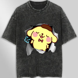 Pompompurin t shirt - Cute funny graphic tees - Unisex wide sleeve style Dark Gray