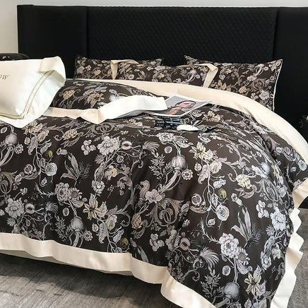 Premium 100-piece Long-staple Cotton Bed Sheet Set - American Style Ali Garden Gray