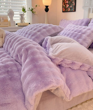 Premium Four - piece Milky Fiber Thermal Coral Fleece Plush Set - Lusy Store LLC